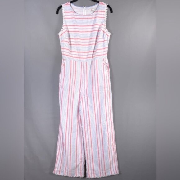 Vineyard Vines Abacos Stripe Tassel Jumpsuit Sleeveless Style 2Q010365‎ Size 6
